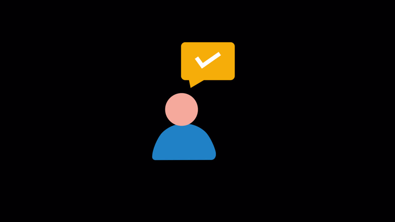 Animated Person Icon with Checkmark Thought Bubble