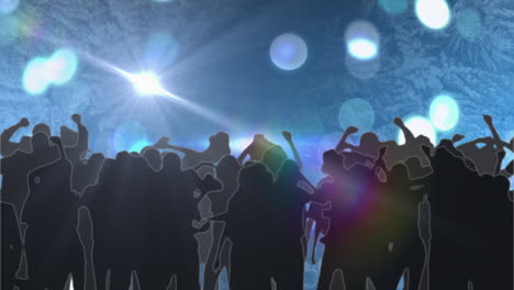 animación de personas bailando en el lugar de la música del club con la luz moviéndose sobre focos brillantes