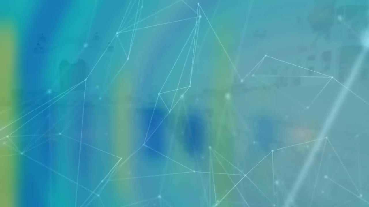 composición digital de la red de conexiones frente a la vista aérea del paisaje urbano