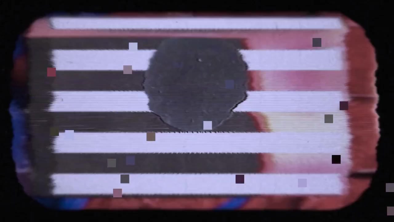 Abstract Digital Glitch Effect with Flickering Bars and Pixels