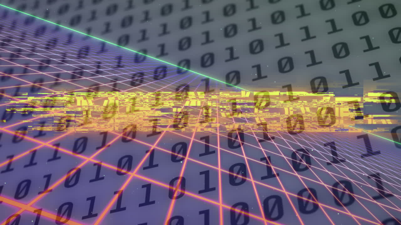 animación del juego sobre texto sobre cuadrícula colorida y números cambiantes