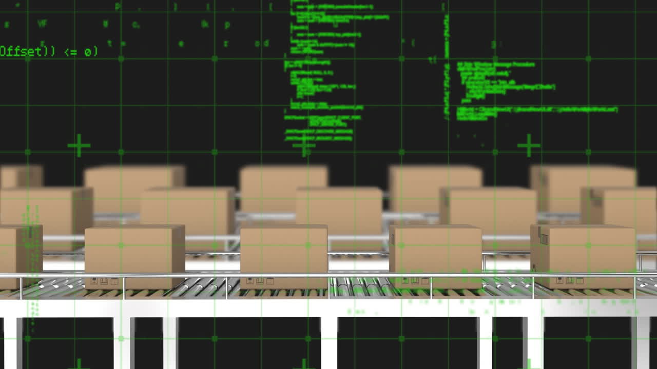 Data processing over grid network against multiple delivery boxes on conveyor belt