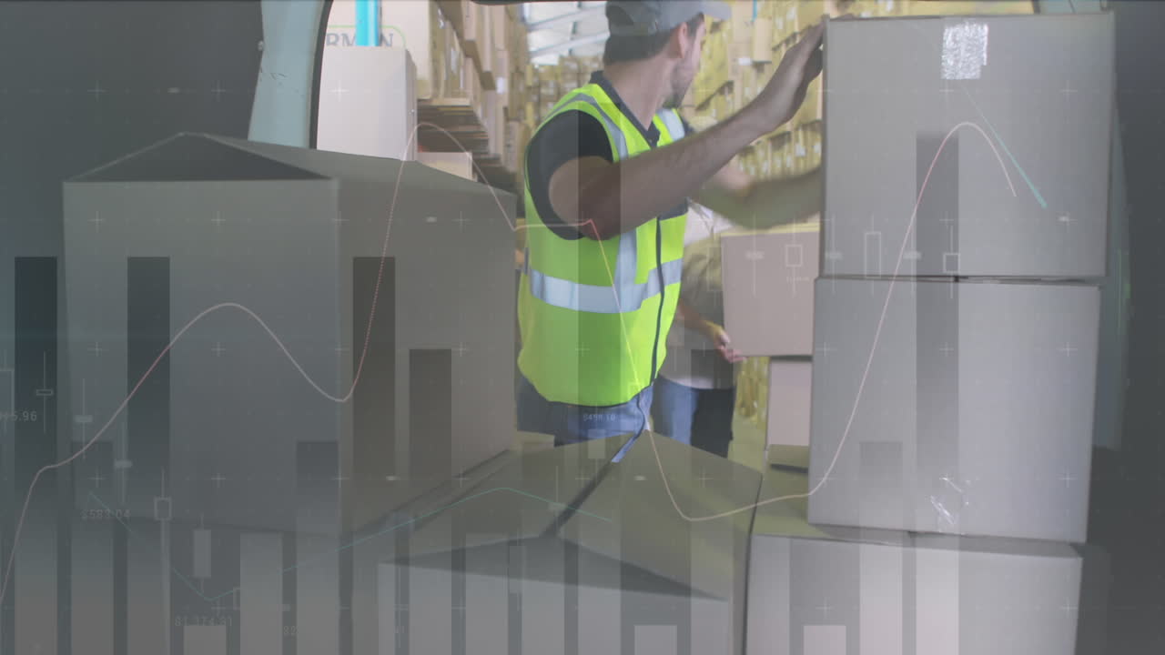 animación de estadísticas y procesamiento de datos financieros sobre el repartidor