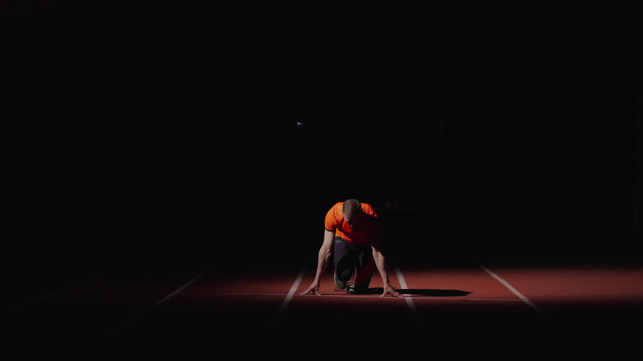 달릴 준비가 된 운동 선수