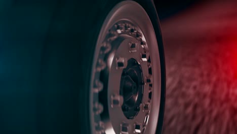 close-up of a truck wheel