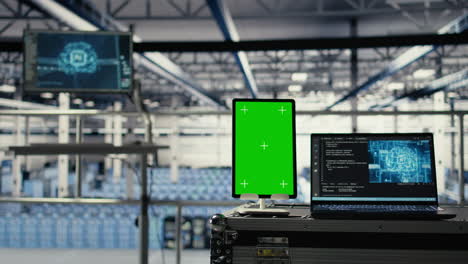 isolated screen tablet in data center training infrastructure for ai technology