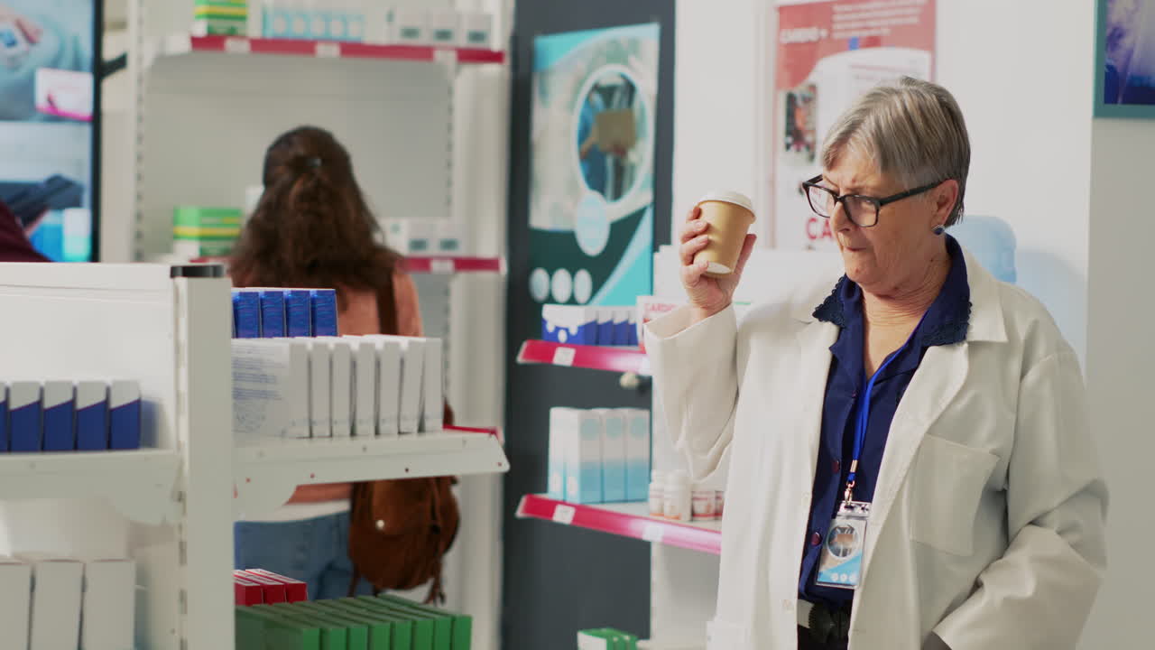 Pharmacist and Customer in Pharmacy