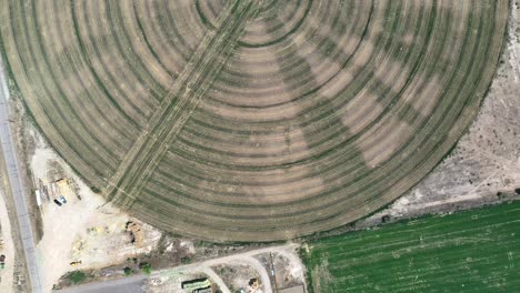 circular fields with efficient center pivot irrigation system in green river, utah, usa