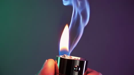 lighter with flame and smoke