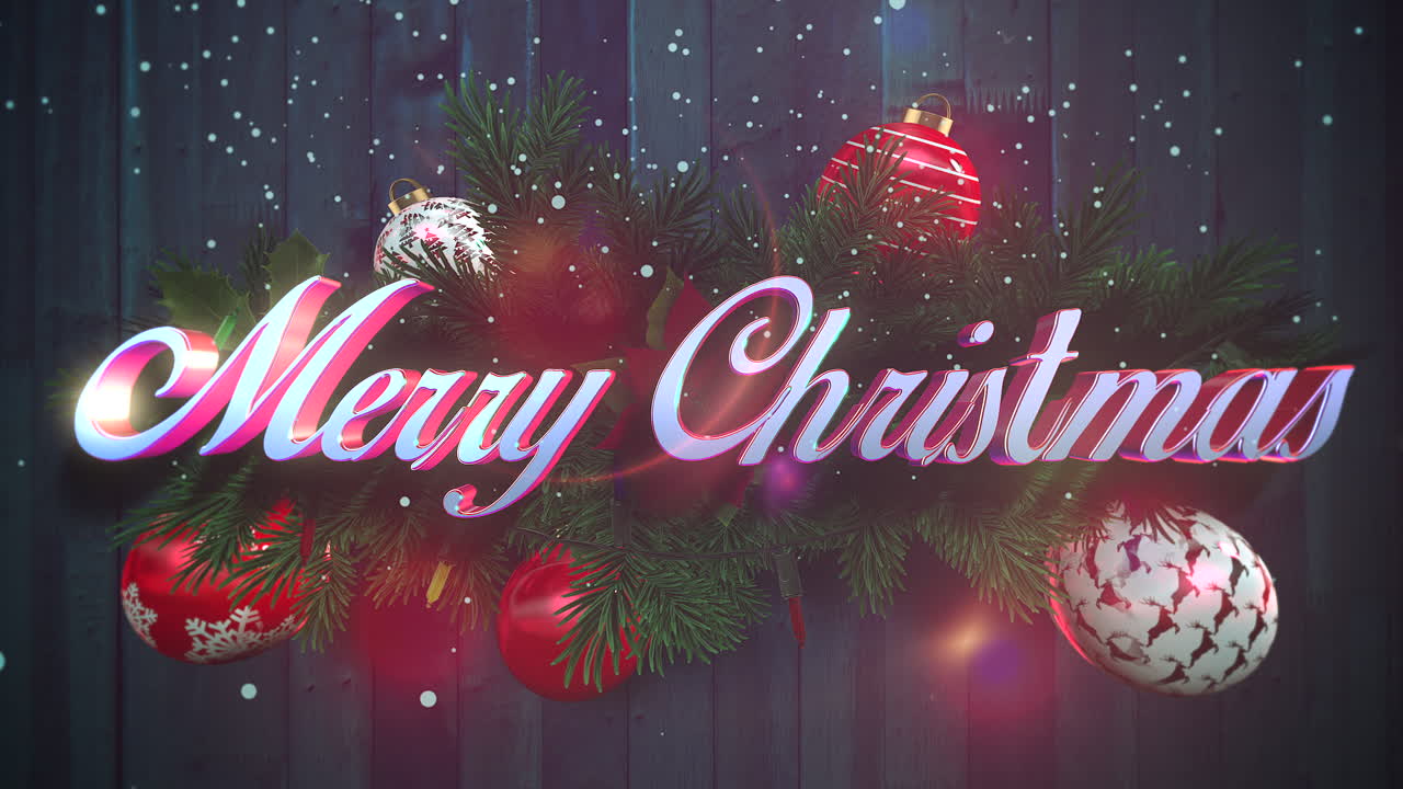 하얀 눈송이가 있는 메리 크리스마스 텍스트 3