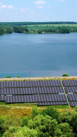 Alternative renewable power electricity. Aerial view of ecology sun energy. Vertical video