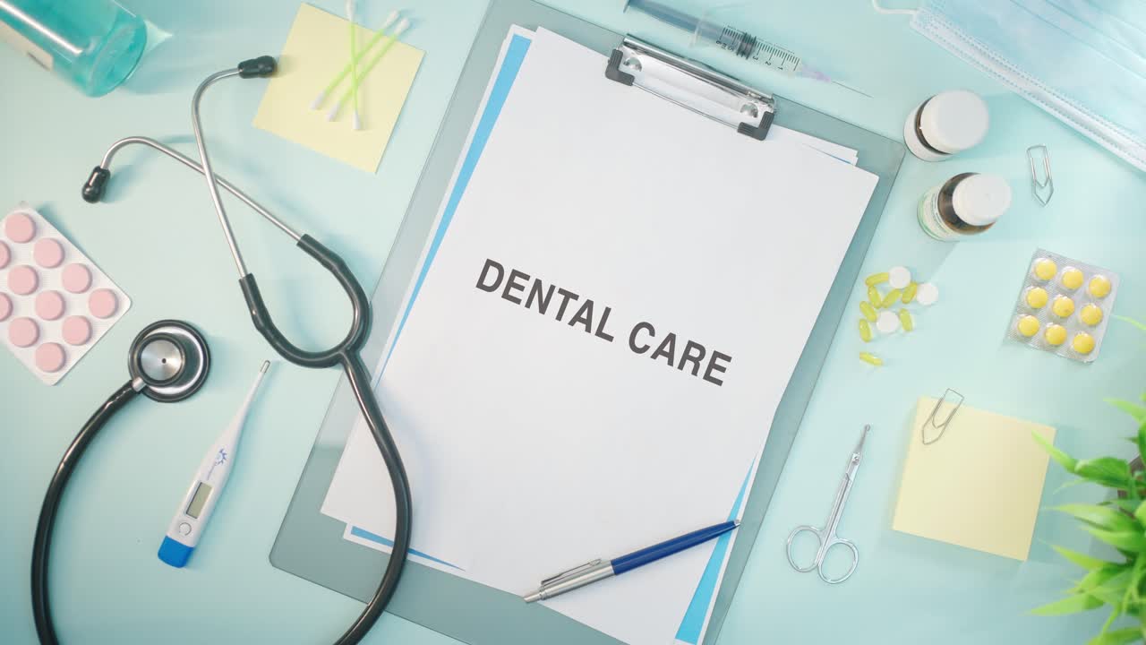 DENTAL CARE WRITTEN ON MEDICAL PAPER