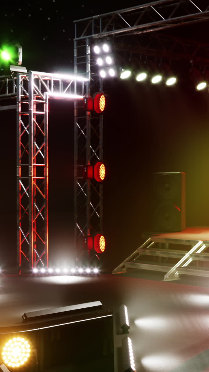Empty Concert Stage with Professional Lighting Setup