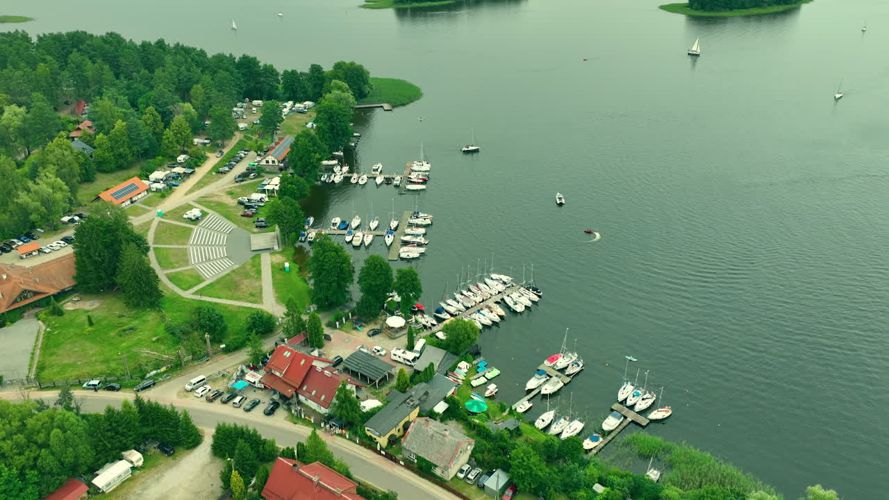 Aerial View of a Beautiful Marina on a Lake