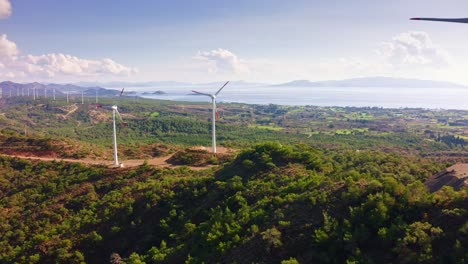 wind energy converters on the hill range in reşadiye peninsula, muğla province, turkey