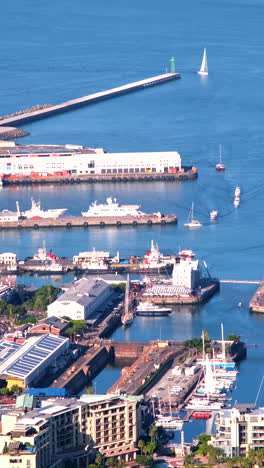 high angle view over victoria and alfred waterfont in cape town. vertical