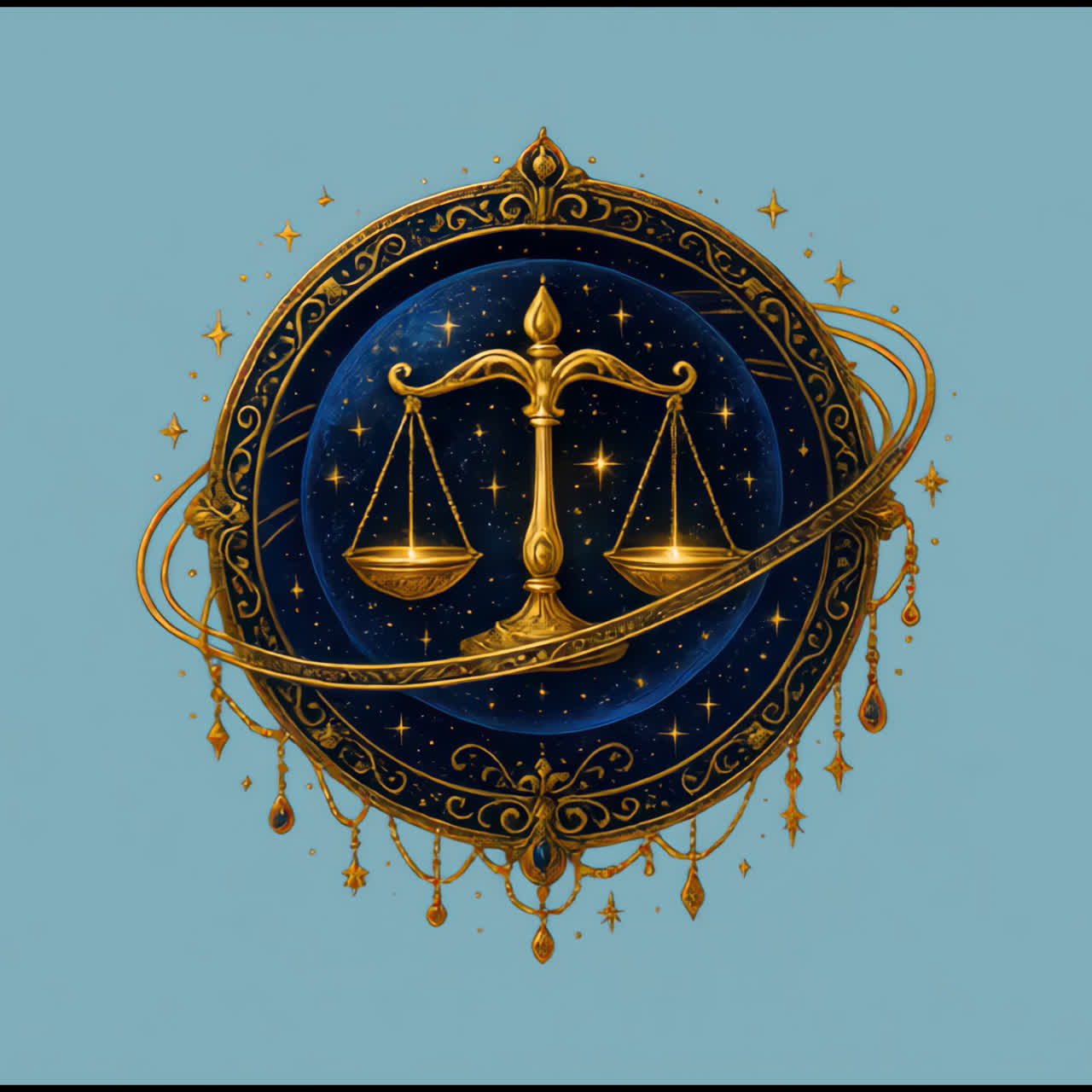Elegant celestial balance illustration animation isolated asset, transparent 4K video, alpha