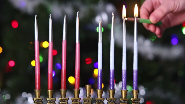 Jewish holiday hannukah symbols - menorah