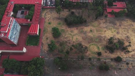 drone's eye view of the 'islas' area within the unam campus, cdmx