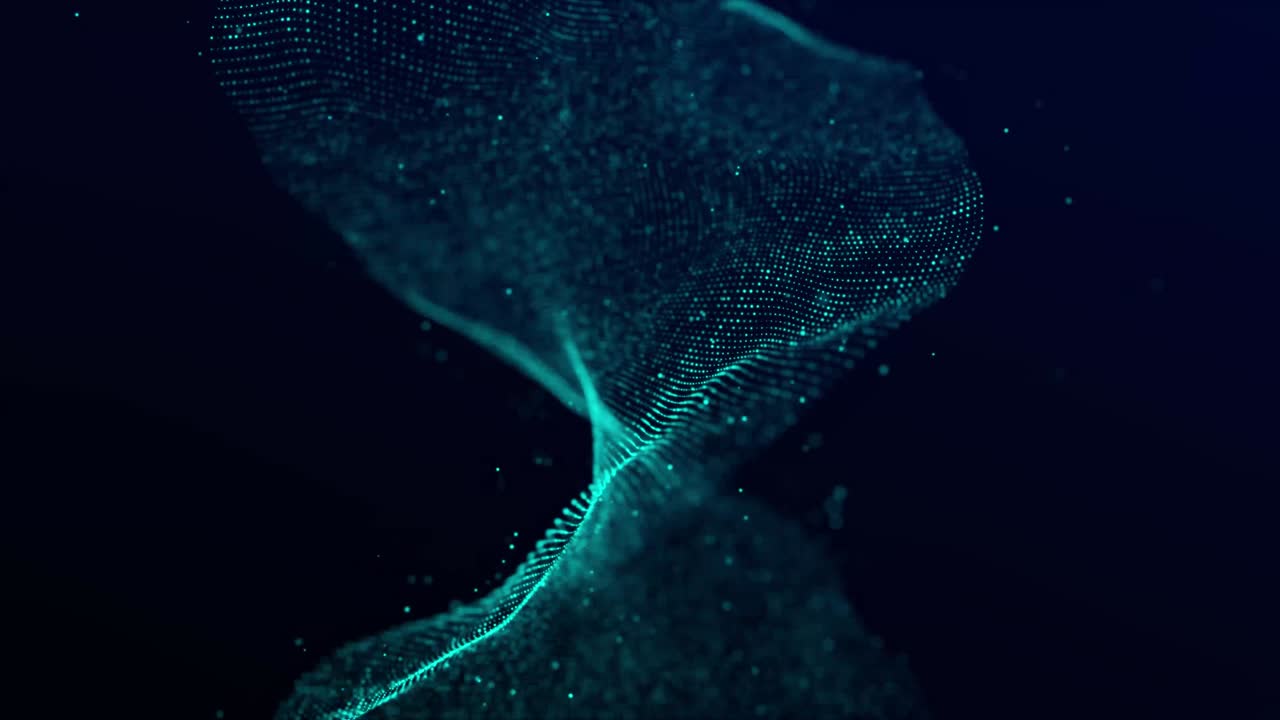 Dynamic sound wave. Blue energy flow concept. Cyberspace background. 3D rendering.