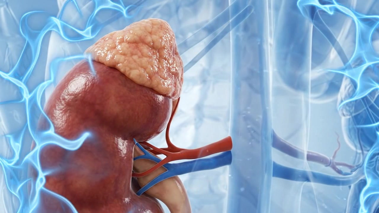 3D Medical Animation of Human Kidney and Adrenal Gland