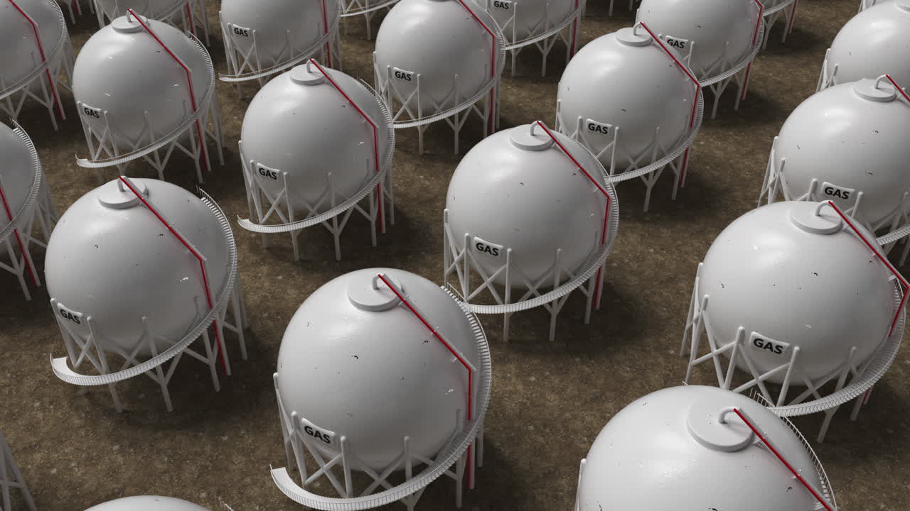 ⁇  아웃 카메라 효과를 가진 가스 저장소의 파노라마 뷰