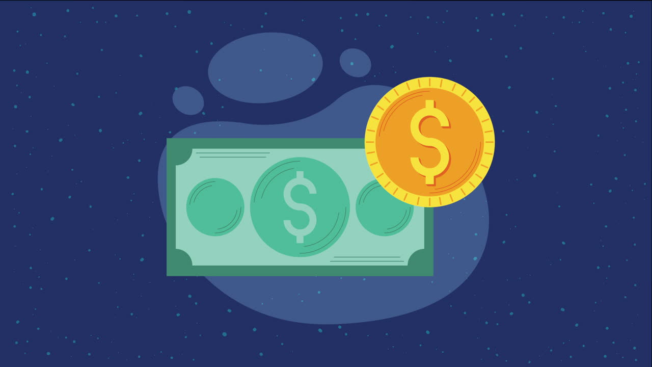 money dollars coin and bill animation