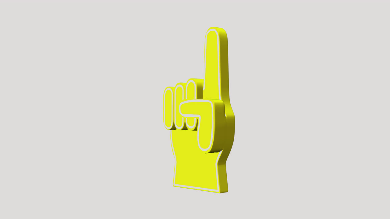 Animated 3D Hand Icon Pointing Up with Changing Colors