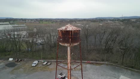 aerial drone view of massive storage cylinder