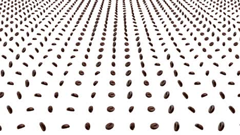 4k rotating many coffee beans on white loop background caffeine drink breakfast aroma 3d animation