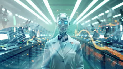 ai robot in a futuristic science laboratory