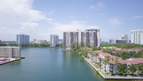 aerial shot of aventura florida marina
