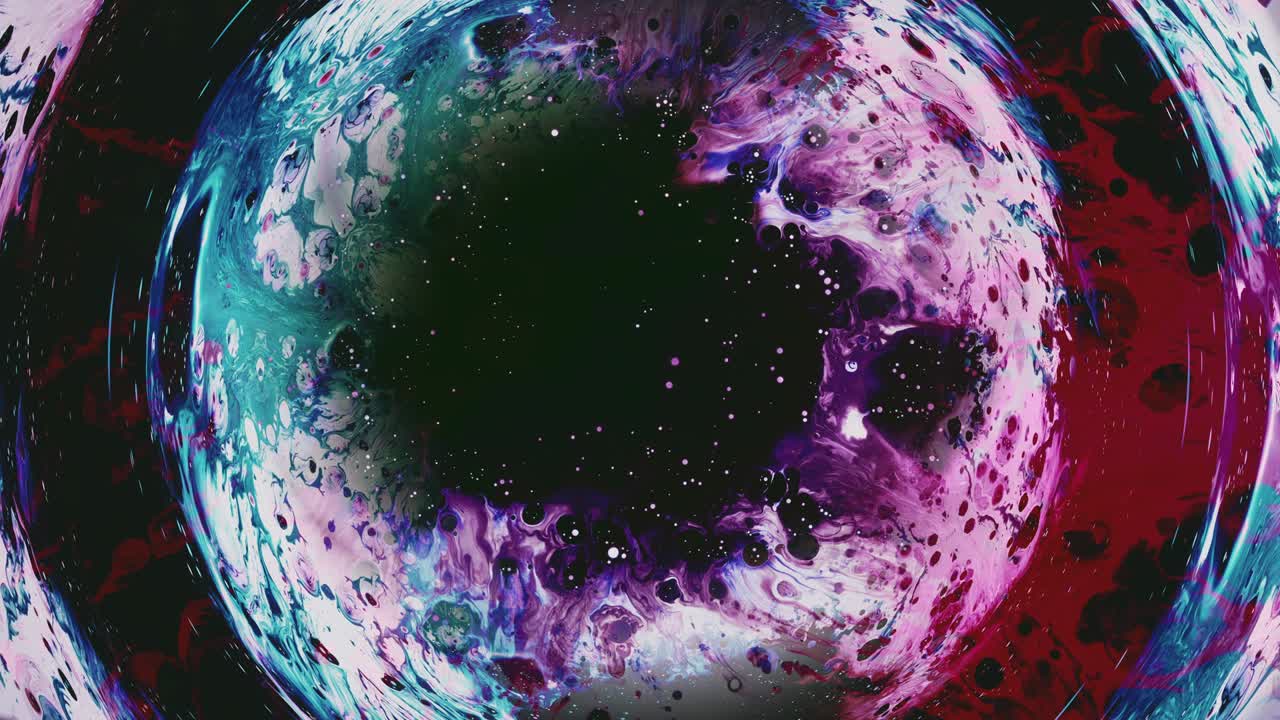 ink water swirl paint droplets blend circle frame