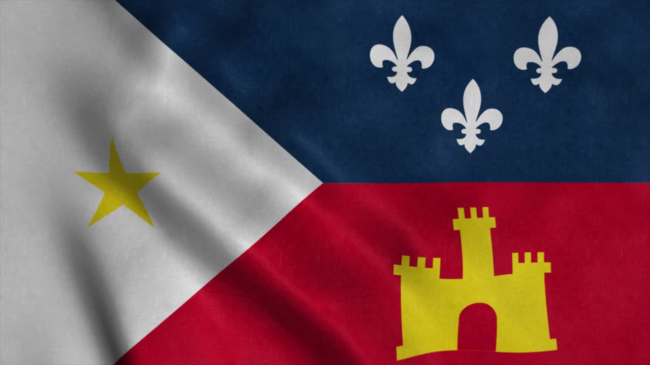 Vlajka města Lafayette, Louisiana, Spojené státy americké, vlající ve větru, 4K