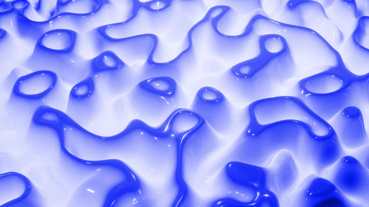 looped blue liquid background in 4k. Abstract wavy pattern on bright glossy surface of blue fluid, waves on paint fluid in smooth animation. Viscous 3d liquid. Creative bg of abstract surface design