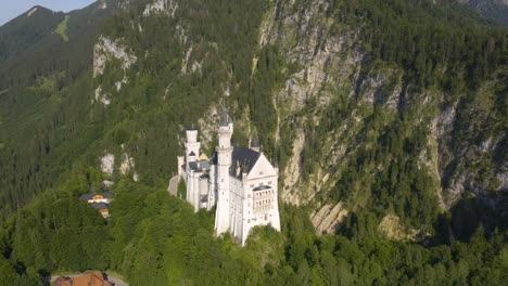 orbiting shot above fairytale castle in bavaria, germany