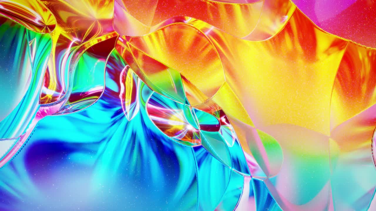 fondo abstracto en bucle. hermosa superficie ondulada iridescente como la superficie de un juguete navideño, color gradiente y ondas de flujo en él. arco iris brillante y fluido mate. animación suave y suave.
