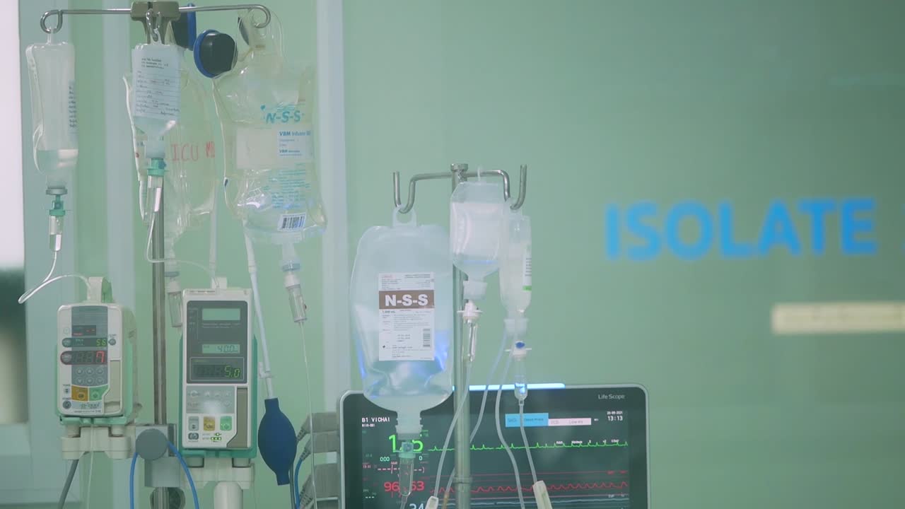 Close Up Footage of Heart Monitoring Screen In COVID-19 Isolation Ward