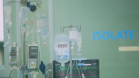 close up footage of heart monitoring screen in covid-19 isolation ward