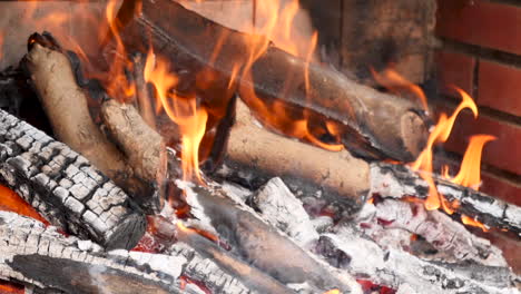 Natural-wood-charcoal-grill-with-fire