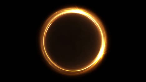 abstract rotating neon circle in gold color. luminous ring. space tunnel. led color ellipse. seamless loop 4k 3d render. empty hole. glow portal. hot ball. flickering spin.