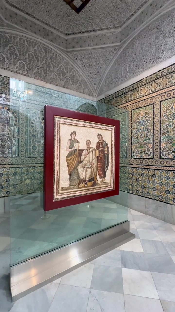 Gammelt romersk mosaikk utstilt i Bardo nasjonalmuseum. Tunisia