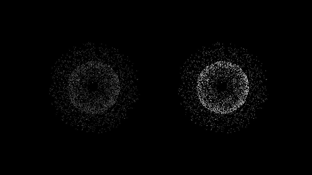 A simple animation of two circles made of small particles