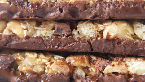 close-up of stacked chocolate granola bars