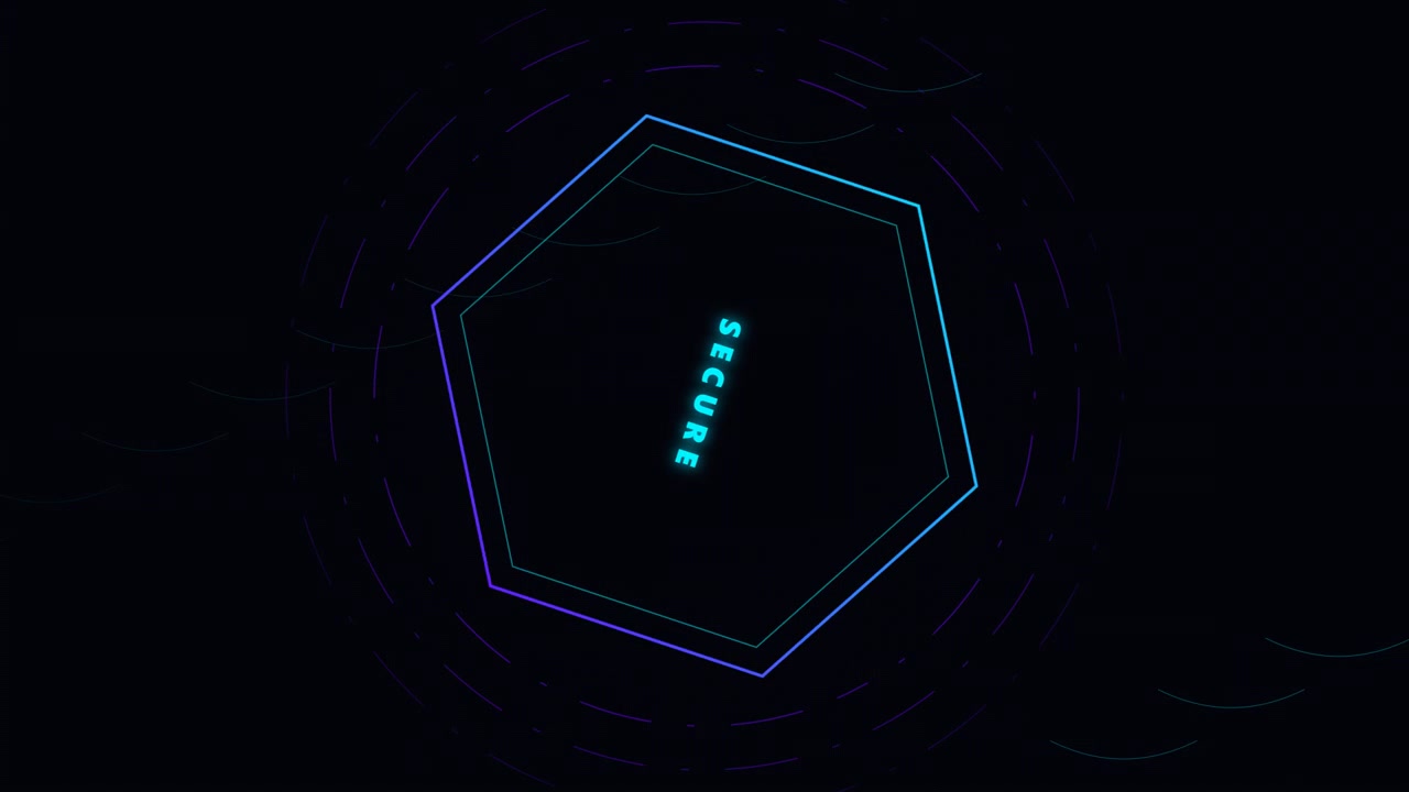 Rotating Hexagon Graphic with Secure Text Overlay