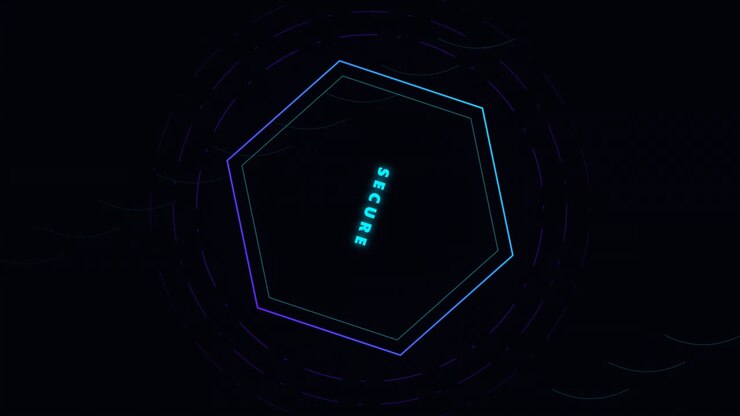 Rotating Hexagon Graphic with Secure Text Overlay