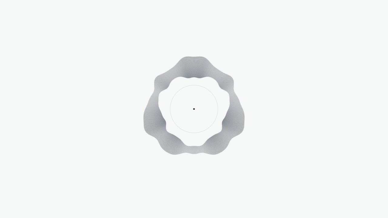 Visualizzazione astratta animata di onde sonore su sfondo bianco