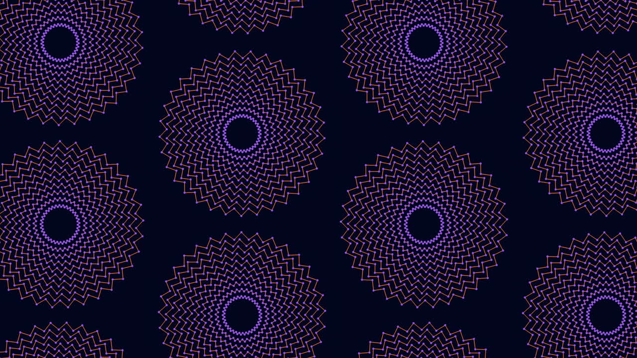 Sleek black and green spiral pattern intricately connected circles on a dark background