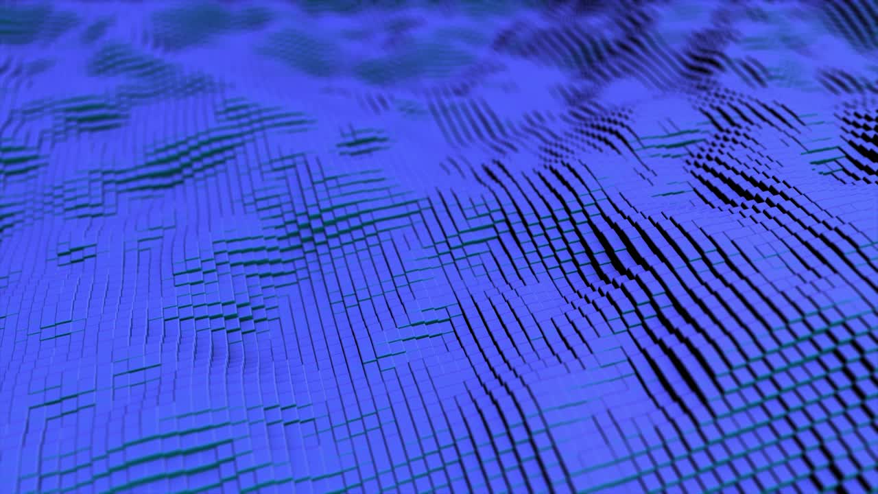 diseño de fondo abstracto de movimiento con textura ondulada azul, vista superior, bucle sin costuras. animación. movimiento volumétrico ondulado de cubos