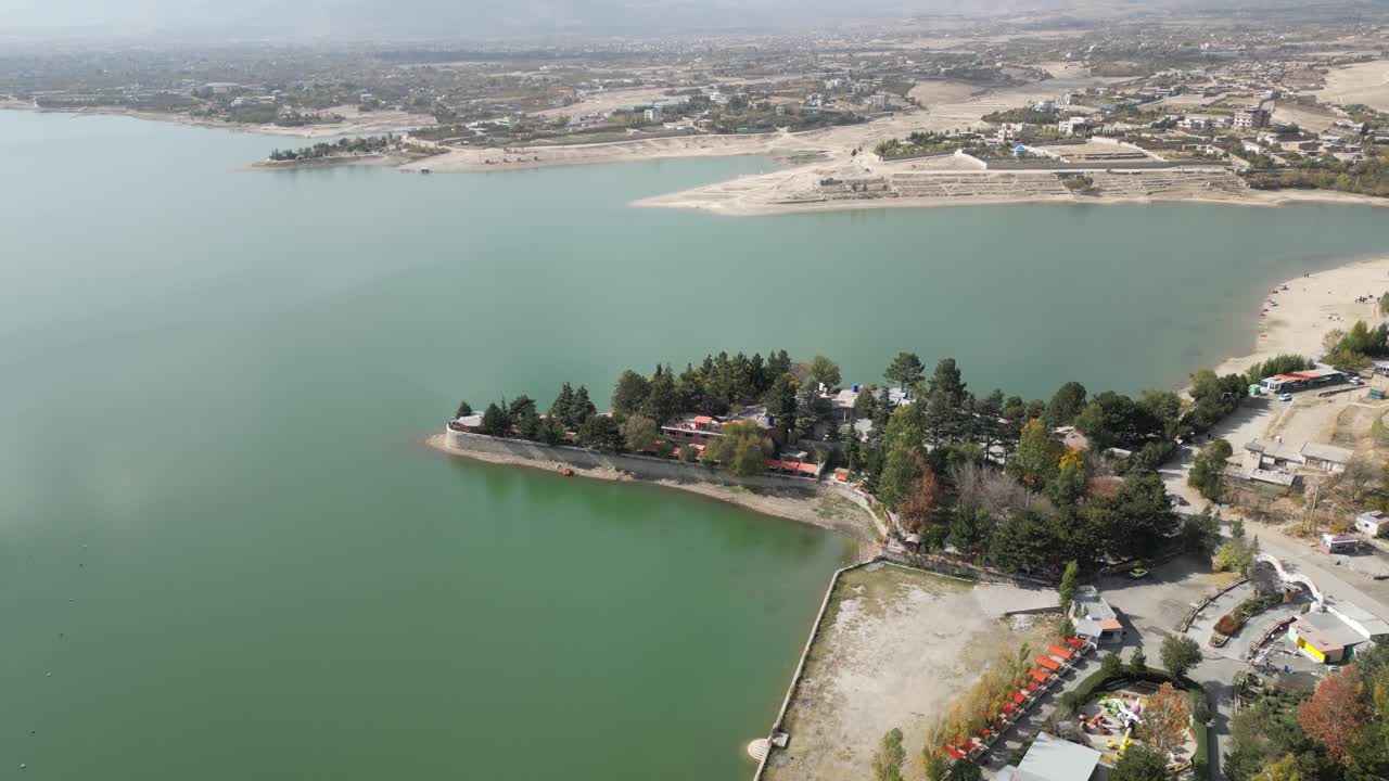 Aerial view of lake in the Paghman region of Kabul, Afghanistan